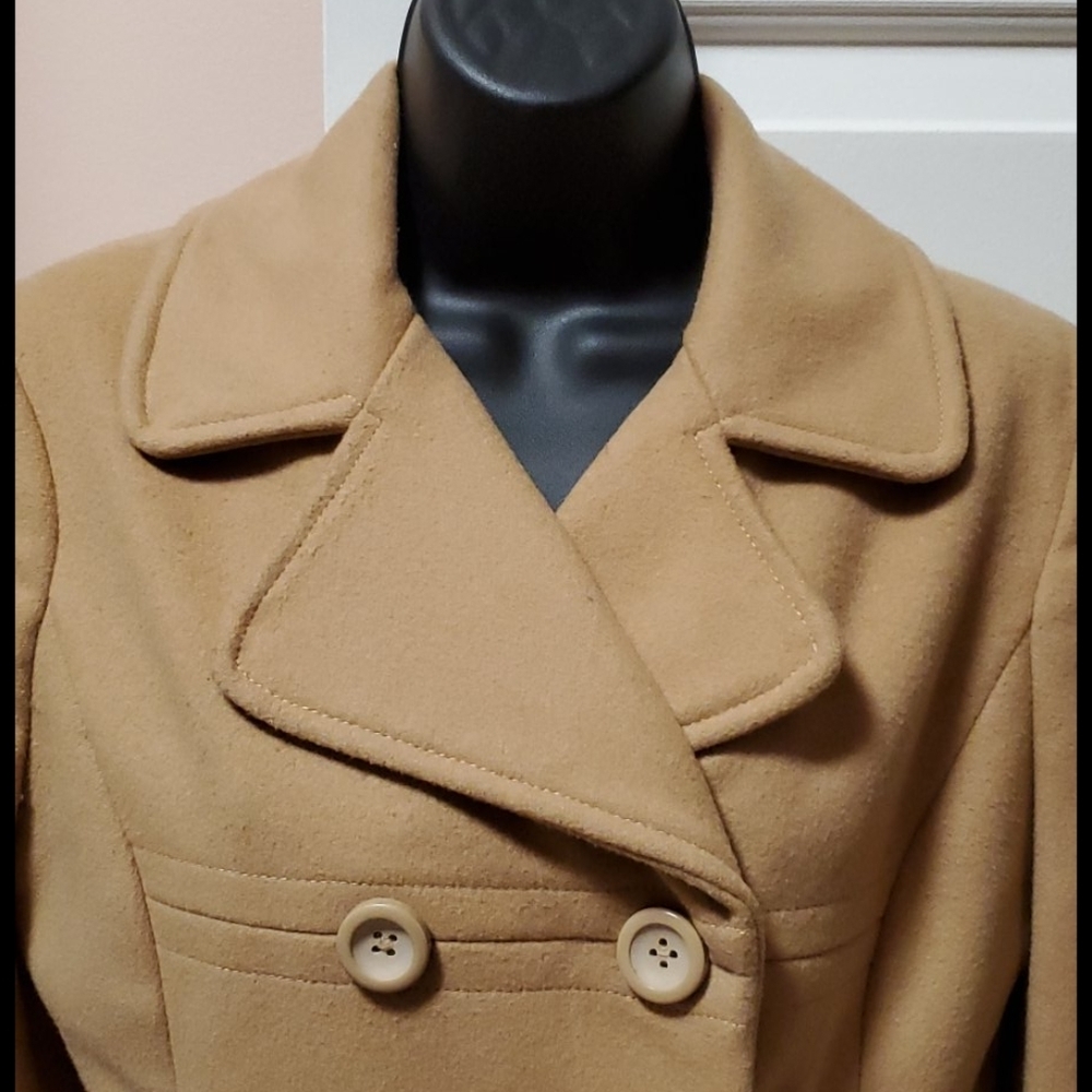 Wool Camel Pea Coat - Picture 2 of 13